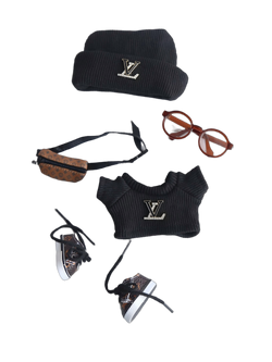 Labubu Black LV Monogram Wool Cool Set