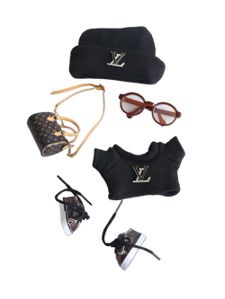 Labubu Black LV Monogram Wool Cool Set