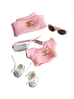Labubu Pink Chanel Crossover Streetwear Set - Cute Glasses Edition