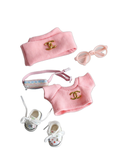 Labubu Pink Chanel Crossover Streetwear Set - Cute Glasses Edition