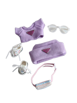 Labubu Purple Prada & LV Streetwear Outfit – Chic Eyewear Edition